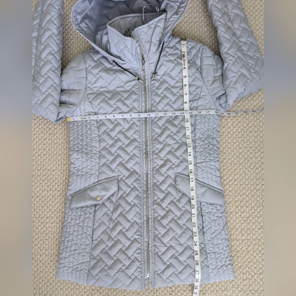 COLE HAAN Signature Quilted Hooded Jacket WOMEN'S S Small Outdoor Sky Blue MINT - Picture 7 of 15